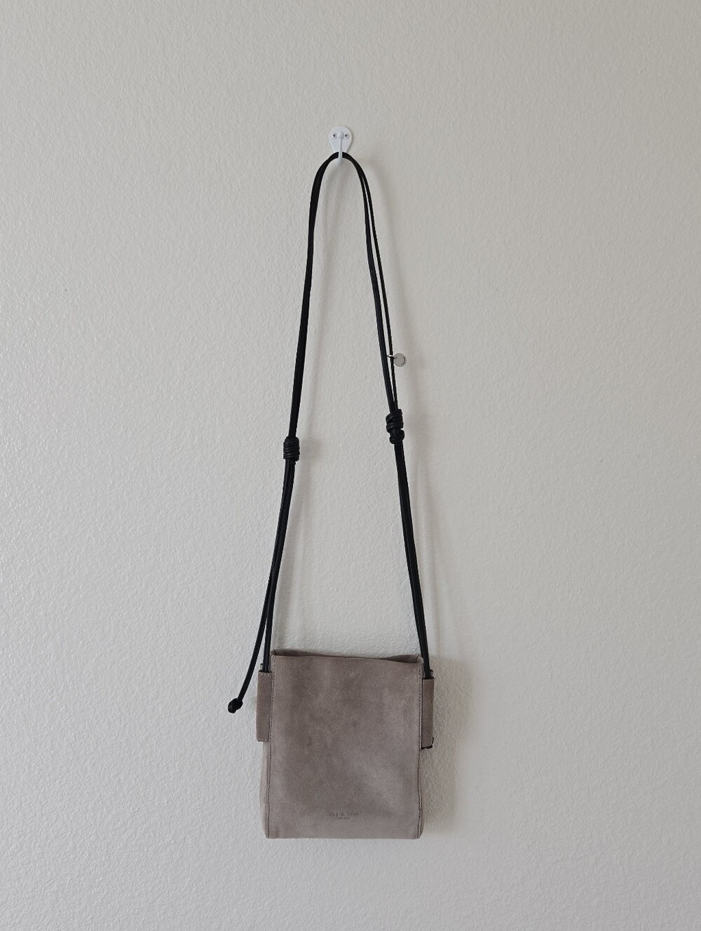 Rag & Bone Passport Bag Chambray Suede Adjustable Crossbody Mini Purse Tan Color